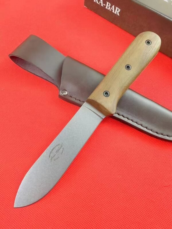 Brown walnut handle straight knife BK62 1095 CroVan Carbon steel 56-58HRC EDC - Image 9