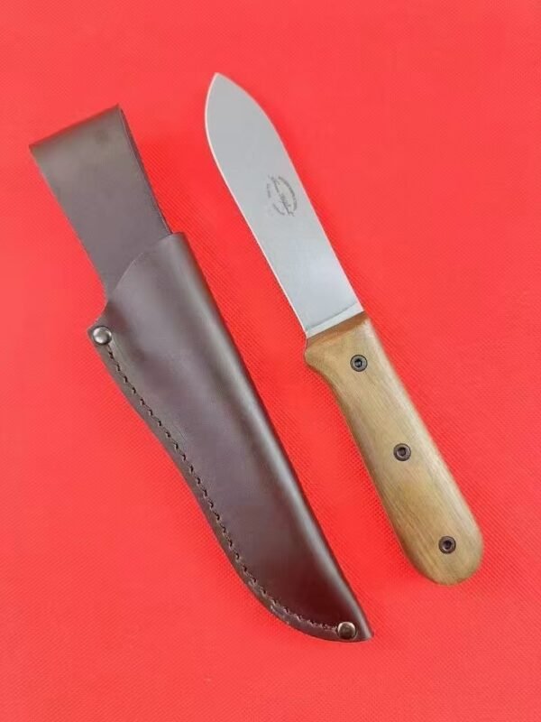Brown walnut handle straight knife BK62 1095 CroVan Carbon steel 56-58HRC EDC - Image 8