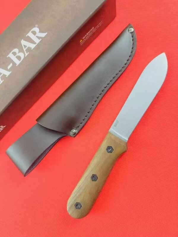 Brown walnut handle straight knife BK62 1095 CroVan Carbon steel 56-58HRC EDC - Image 6