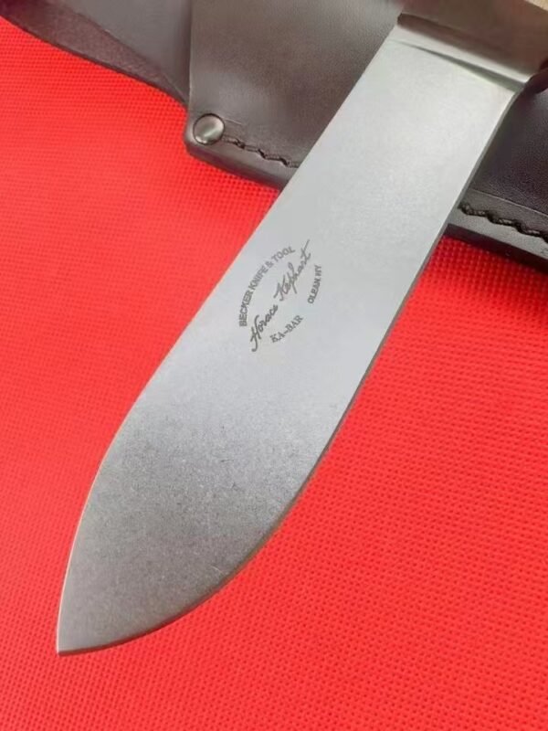 Brown walnut handle straight knife BK62 1095 CroVan Carbon steel 56-58HRC EDC - Image 5
