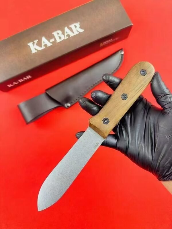 Brown walnut handle straight knife BK62 1095 CroVan Carbon steel 56-58HRC EDC - Image 3