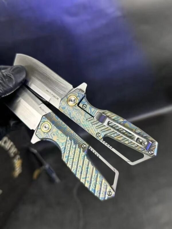 Little Tank M390 Folding Knife EDC Outdoor - Austrian M390 Powder Steel CT4 Titanium Handle - Image 7