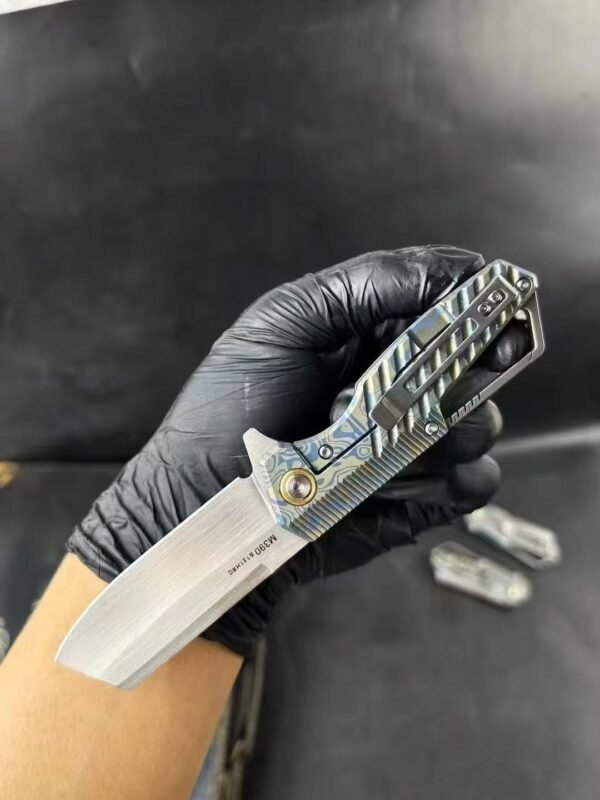 Little Tank M390 Folding Knife EDC Outdoor - Austrian M390 Powder Steel CT4 Titanium Handle - Image 6