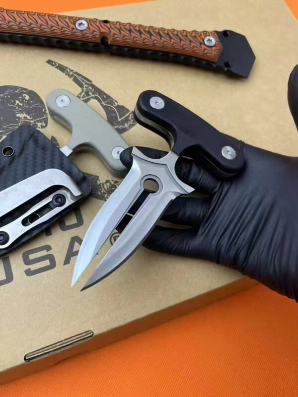 Defender-Dual Killer Knuckle Duster EDC Outdoor Tool - DC53 Steel 60HRC Sandblasted - Image 3