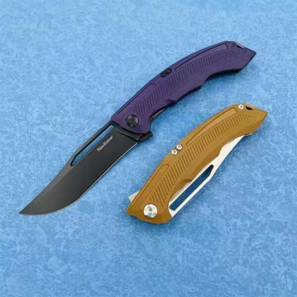 Feilong Design-NIMO R8 Folding Knife - D2 Steel Blade Stainless Steel Liner with G10 Handle - Image 4