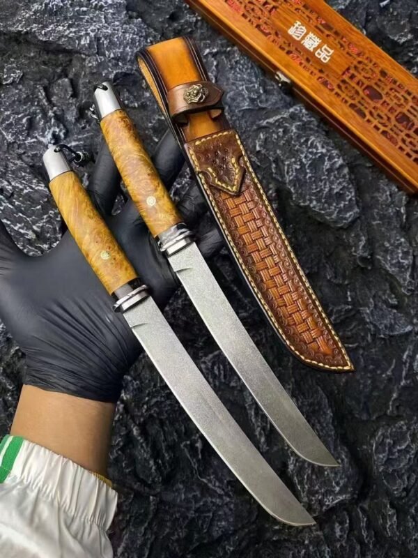 [Emperor·Wootz Steel Samurai] Wootz Steel with Damask Snowflake Pattern Blade - Image 9