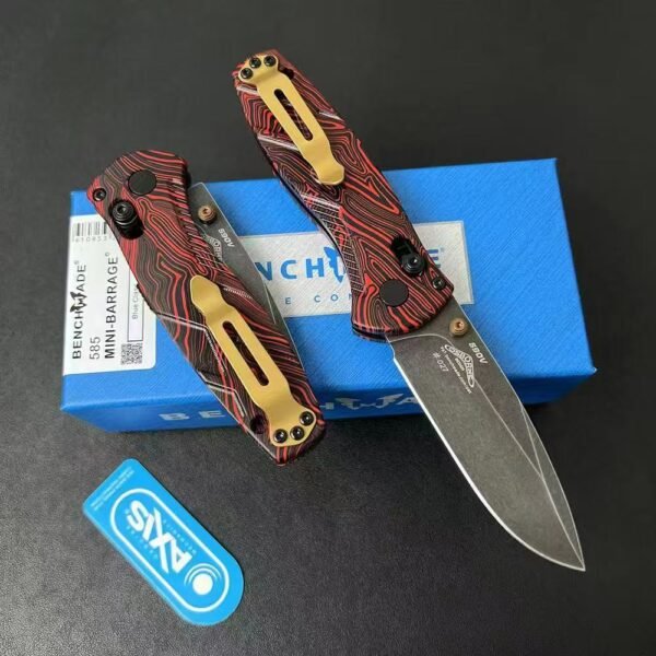 New Benchmade 585BK-251 Mini Barrage Folding Knife - S90V Steel Blade Black DLC Battle Wash - Image 9