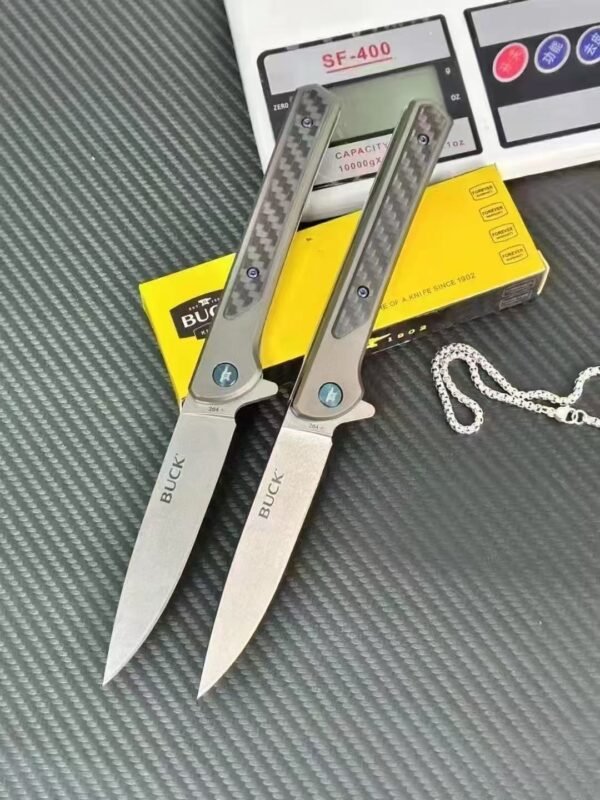 Buck 264 Folding Knife - 14C28N Steel Blade T6061 Aluminum + Carbon Fiber Handle - Image 9