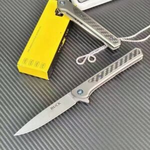 Buck 264 Folding Knife - 14C28N Steel Blade T6061 Aluminum + Carbon Fiber Handle
