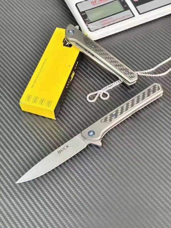 Buck 264 Folding Knife - 14C28N Steel Blade T6061 Aluminum + Carbon Fiber Handle