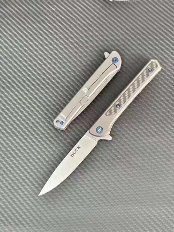 Buck 264 Folding Knife - 14C28N Steel Blade T6061 Aluminum + Carbon Fiber Handle - Image 8