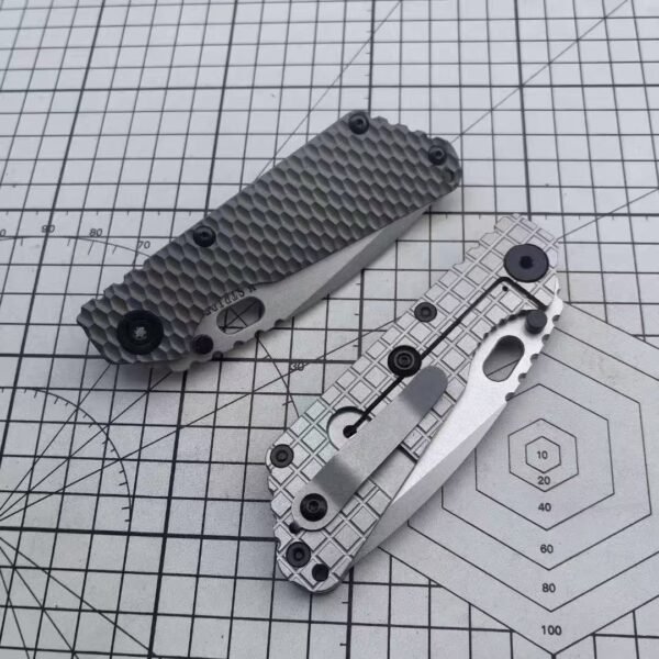 Strider Tank SNG Titanium Folding Knife (Honeycomb/Grenade Pattern) - Genuine D2 Blade - Image 6