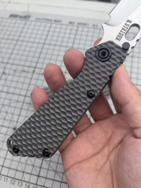 Strider Tank SNG Titanium Folding Knife (Honeycomb/Grenade Pattern) - Genuine D2 Blade - Image 3