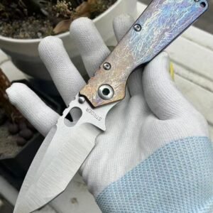 STRIDER XL Lightning Pattern Folding Knife VG10 Steel Blade Stonewash Hand Forged Finish