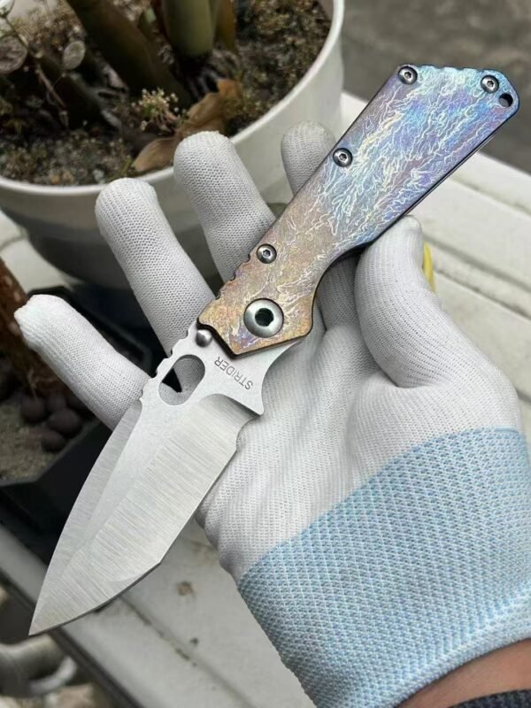 STRIDER XL Lightning Pattern Folding Knife VG10 Steel Blade Stonewash Hand Forged Finish
