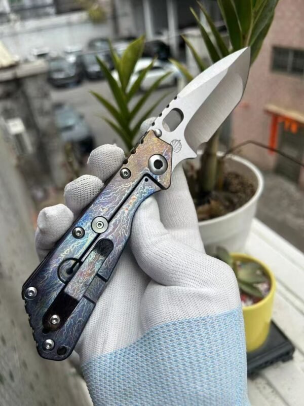 STRIDER XL Lightning Pattern Folding Knife VG10 Steel Blade Stonewash Hand Forged Finish - Image 6