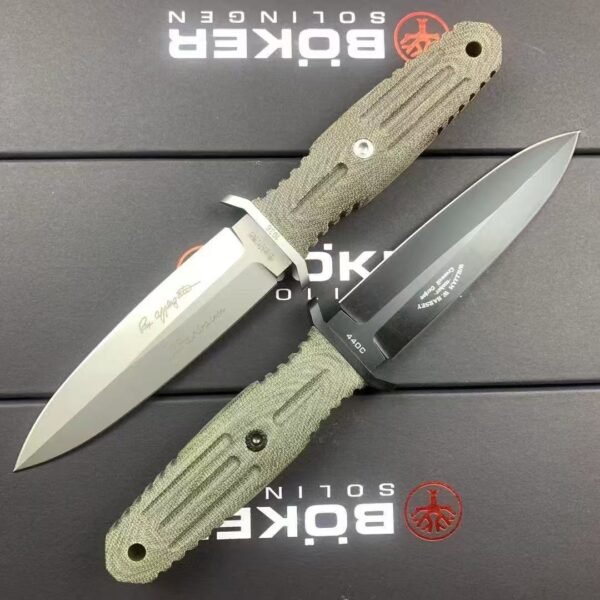 Boker Germany Applegate Fixed Blade Knife - 440C Steel Blade Micarta Handle 59-61HRC - Image 6