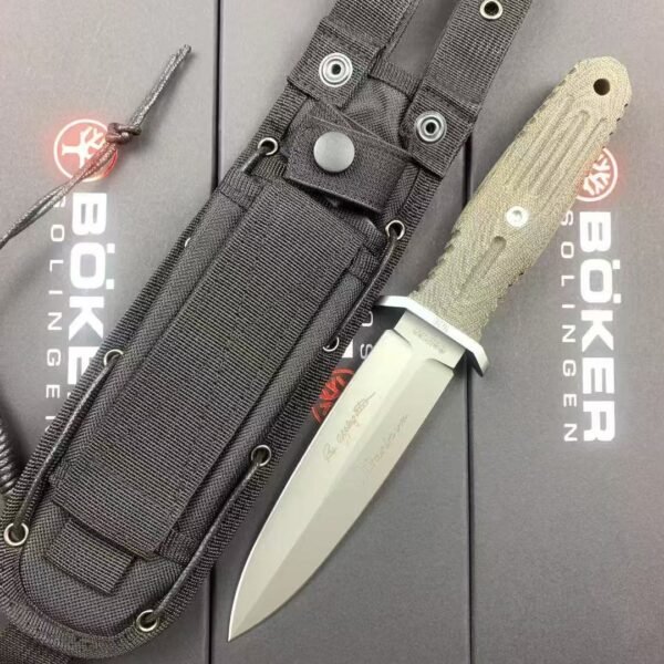 Boker Germany Applegate Fixed Blade Knife - 440C Steel Blade Micarta Handle 59-61HRC - Image 5