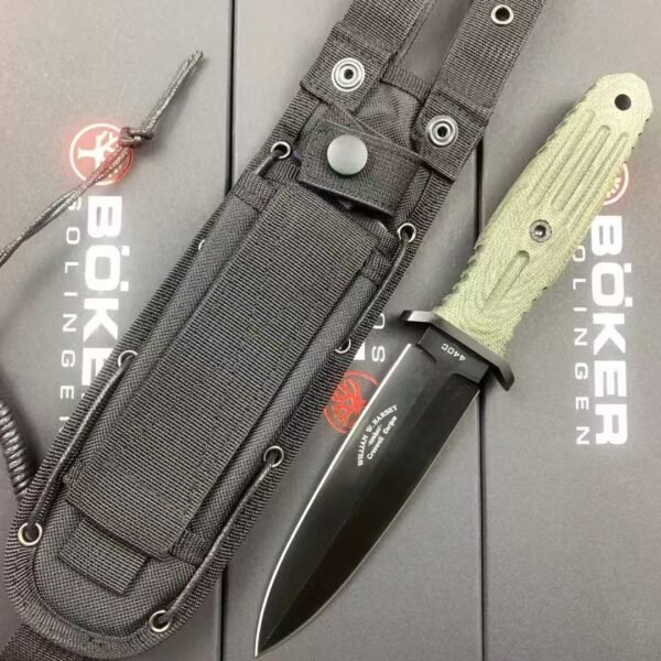 Boker Germany Applegate Fixed Blade Knife - 440C Steel Blade Micarta Handle 59-61HRC - Image 4