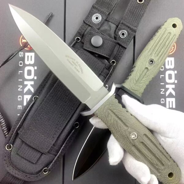 Boker Germany Applegate Fixed Blade Knife - 440C Steel Blade Micarta Handle 59-61HRC - Image 3