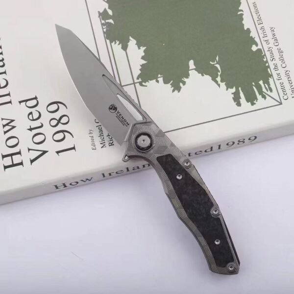 Kevin VENOM-Lone Ranger Folding Knife - M390 Steel Blade Titanium+Carbon Fiber Handle - Image 5