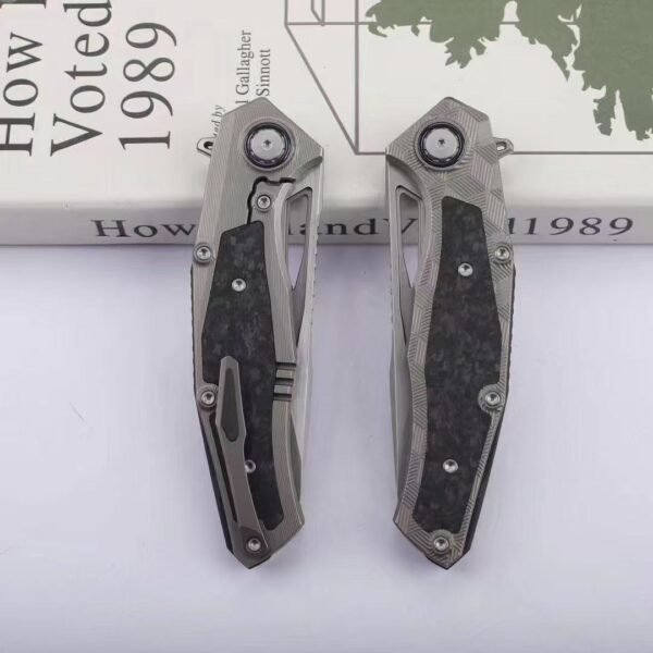 Kevin VENOM-Lone Ranger Folding Knife - M390 Steel Blade Titanium+Carbon Fiber Handle - Image 3