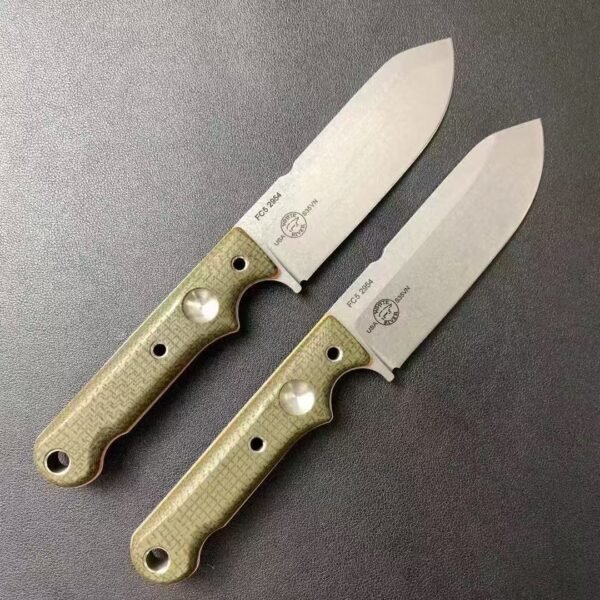 US White River Fixed Blade Knife DC53 Steel Blade Stonewash Finish Two-Tone Linen Handle - Image 8