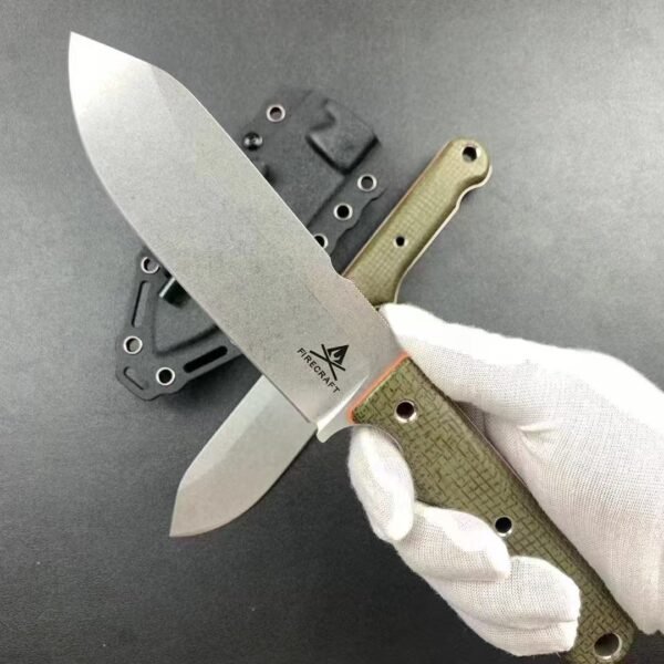 US White River Fixed Blade Knife DC53 Steel Blade Stonewash Finish Two-Tone Linen Handle - Image 4