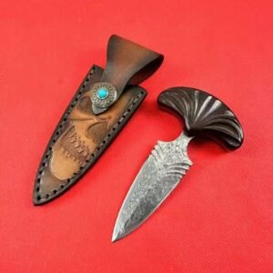 No.2 Fan-Shaped Damascus Steel Knuckle Duster - 68-Layer Integrated Damascus Steel Blade