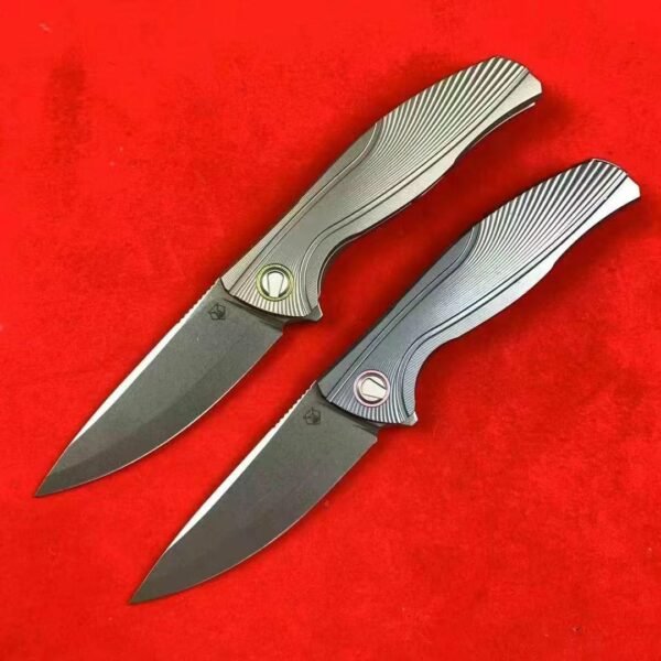 Bear Head F7 Titanium Folding Knife - M390 Stonewashed Blade Full TC4 Titanium Handle - Image 9
