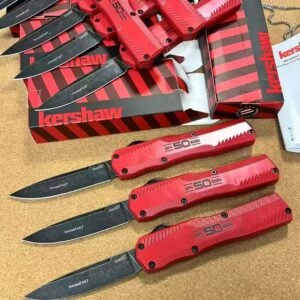 Kershaw 9000 Zinc Alloy Automatic Knife (Red Handle) - 440C Steel Blade Zinc Alloy Red Handle