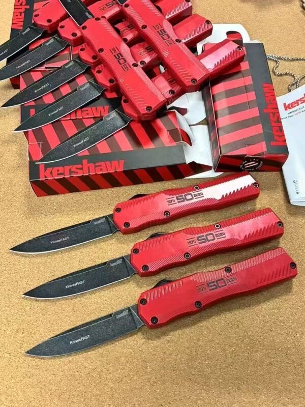 Kershaw 9000 Zinc Alloy Automatic Knife (Red Handle) - 440C Steel Blade Zinc Alloy Red Handle
