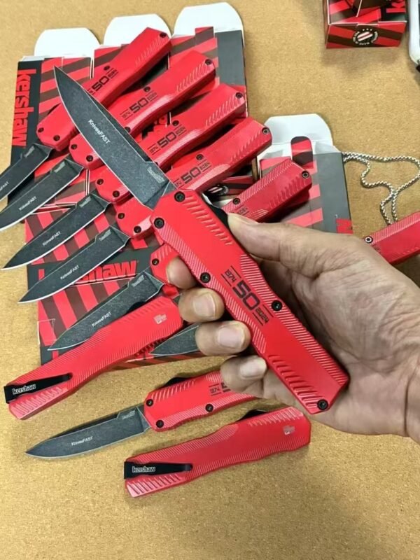 Kershaw 9000 Zinc Alloy Automatic Knife (Red Handle) - 440C Steel Blade Zinc Alloy Red Handle - Image 8