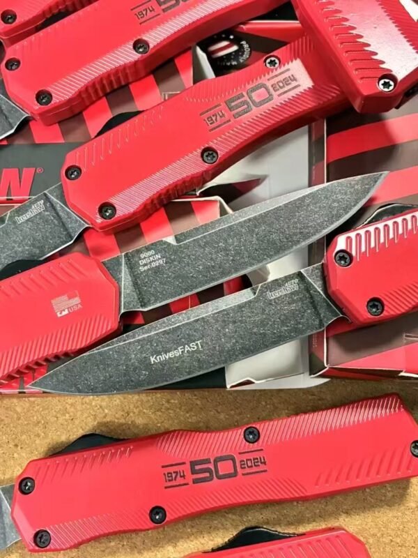 Kershaw 9000 Zinc Alloy Automatic Knife (Red Handle) - 440C Steel Blade Zinc Alloy Red Handle - Image 7
