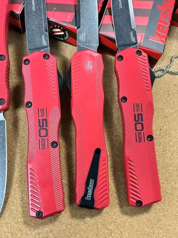 Kershaw 9000 Zinc Alloy Automatic Knife (Red Handle) - 440C Steel Blade Zinc Alloy Red Handle - Image 6