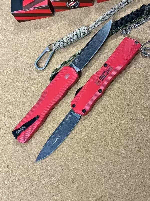 Kershaw 9000 Zinc Alloy Automatic Knife (Red Handle) - 440C Steel Blade Zinc Alloy Red Handle - Image 3