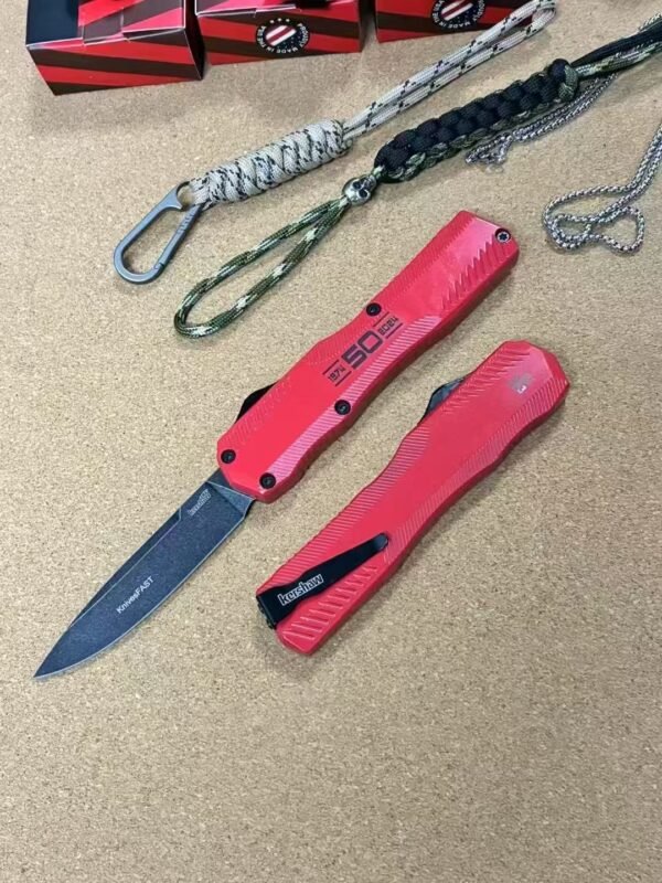 Kershaw 9000 Zinc Alloy Automatic Knife (Red Handle) - 440C Steel Blade Zinc Alloy Red Handle - Image 2