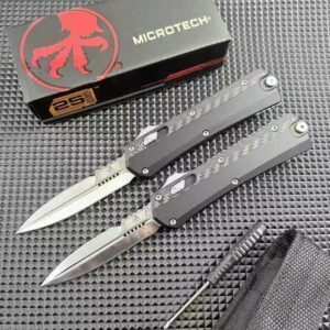 Snake God Carbon Fiber Mirror Automatic Knife - D2 Mirror Polished Blade
