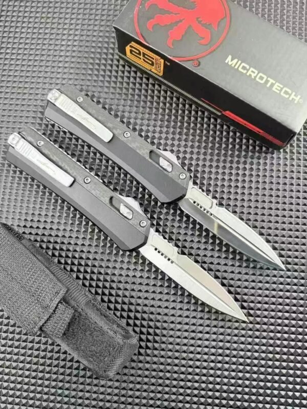 Snake God Carbon Fiber Mirror Automatic Knife - D2 Mirror Polished Blade - Image 8