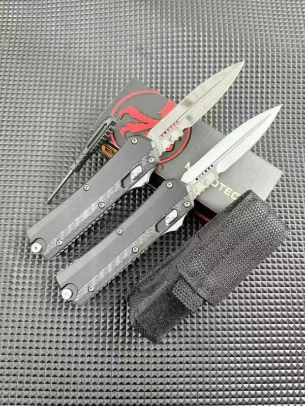 Snake God Carbon Fiber Mirror Automatic Knife - D2 Mirror Polished Blade - Image 7