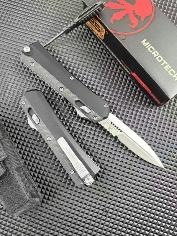 Snake God Carbon Fiber Mirror Automatic Knife - D2 Mirror Polished Blade - Image 5
