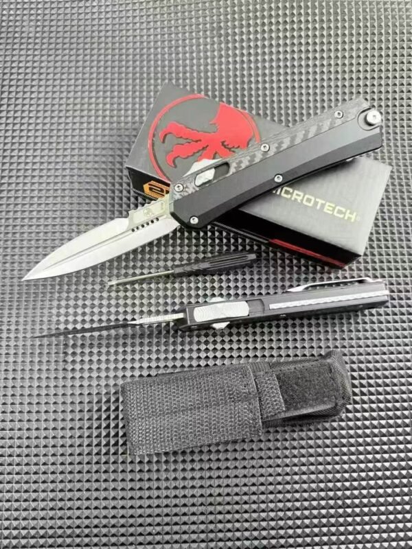 Snake God Carbon Fiber Mirror Automatic Knife - D2 Mirror Polished Blade - Image 2