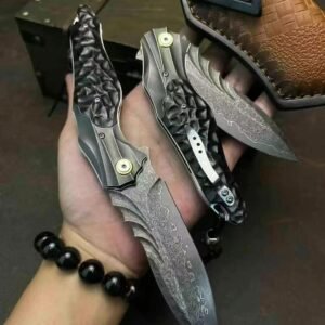 [Moling] Bearing Assisted Heavy Folding Knife - Imported Forged Damascus VG10 Steel Blade
