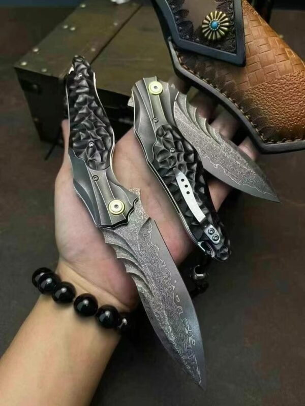 [Moling] Bearing Assisted Heavy Folding Knife - Imported Forged Damascus VG10 Steel Blade