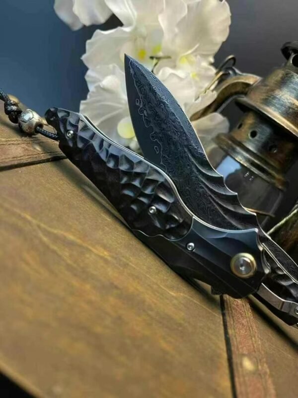 [Moling] Bearing Assisted Heavy Folding Knife - Imported Forged Damascus VG10 Steel Blade - Image 8