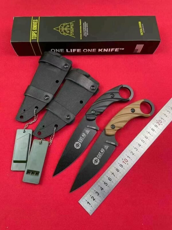 TOPS CUT40 Fixed Blade 9CR18MOV Steel Blade 5mm Thickness Full Steel + G10 Handle