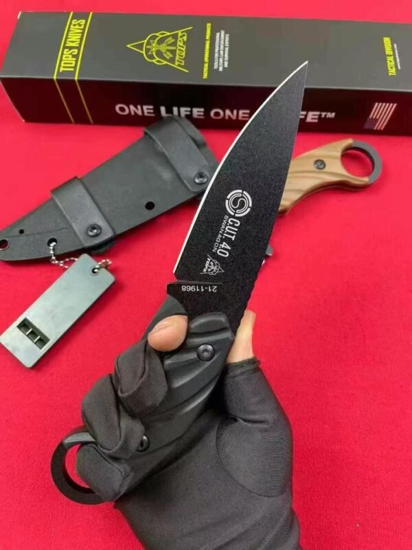 TOPS CUT40 Fixed Blade 9CR18MOV Steel Blade 5mm Thickness Full Steel + G10 Handle - Image 6