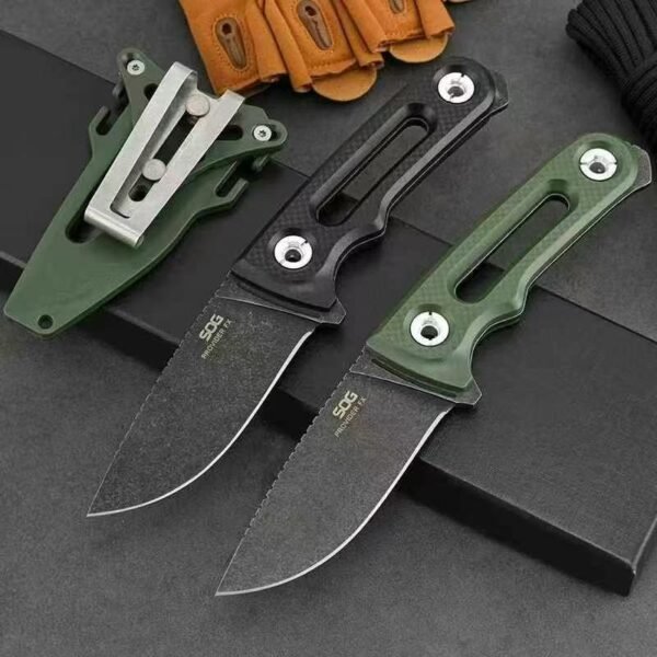 SOG-FX straight knife steel edge CNC grinding stone washing treatment black/green ABS handle - Image 2