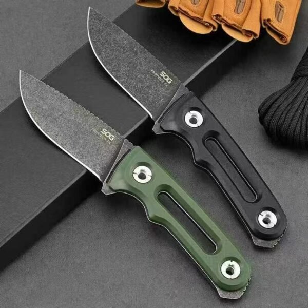 SOG-FX straight knife steel edge CNC grinding stone washing treatment black/green ABS handle - Image 8