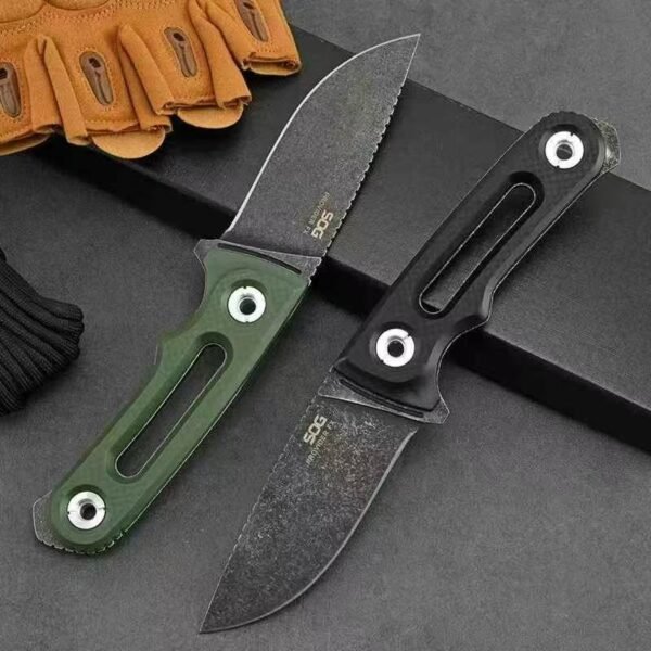 SOG-FX straight knife steel edge CNC grinding stone washing treatment black/green ABS handle - Image 7